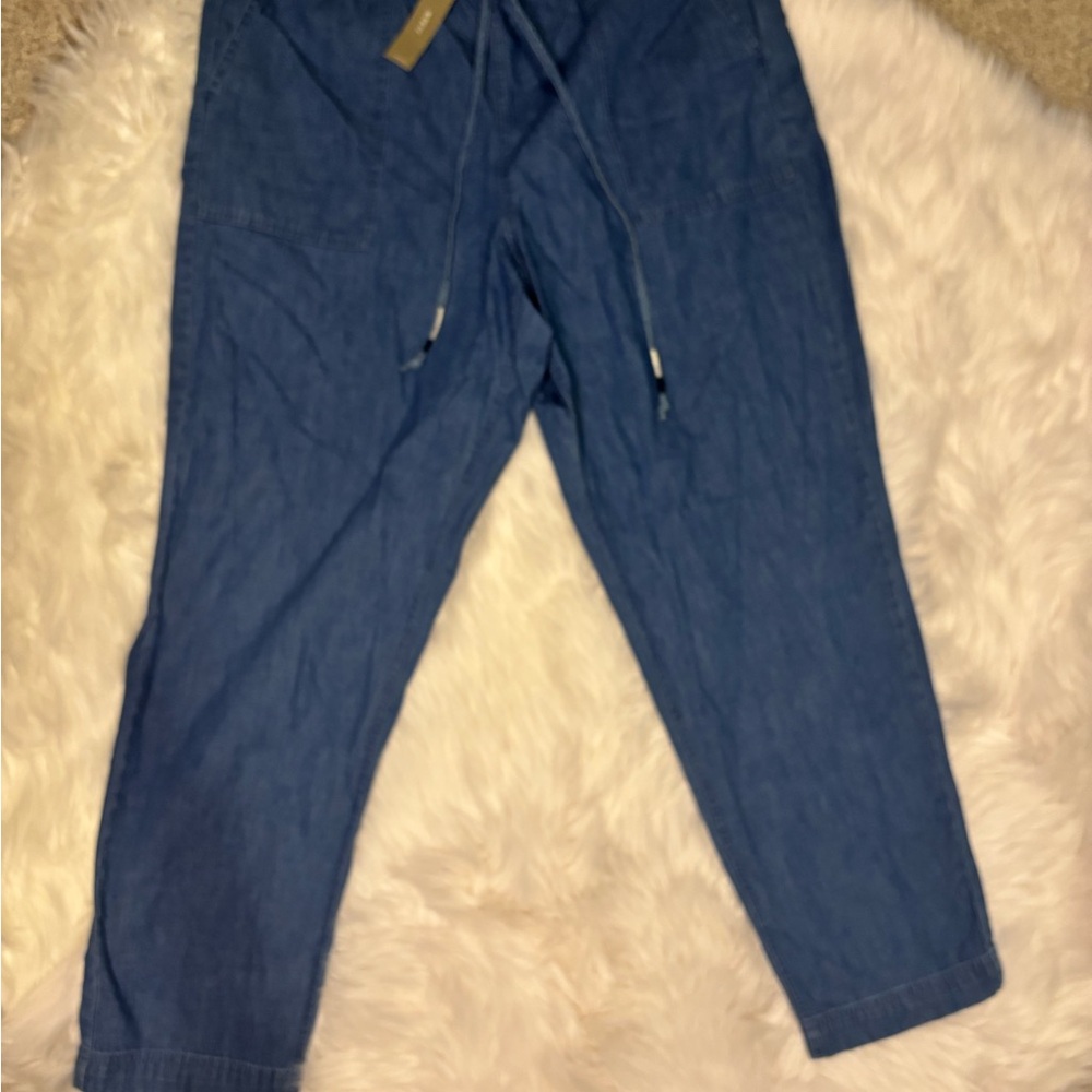 NWOT Ladies XL Tall J Crew lightweight denim drawstring ankle pants